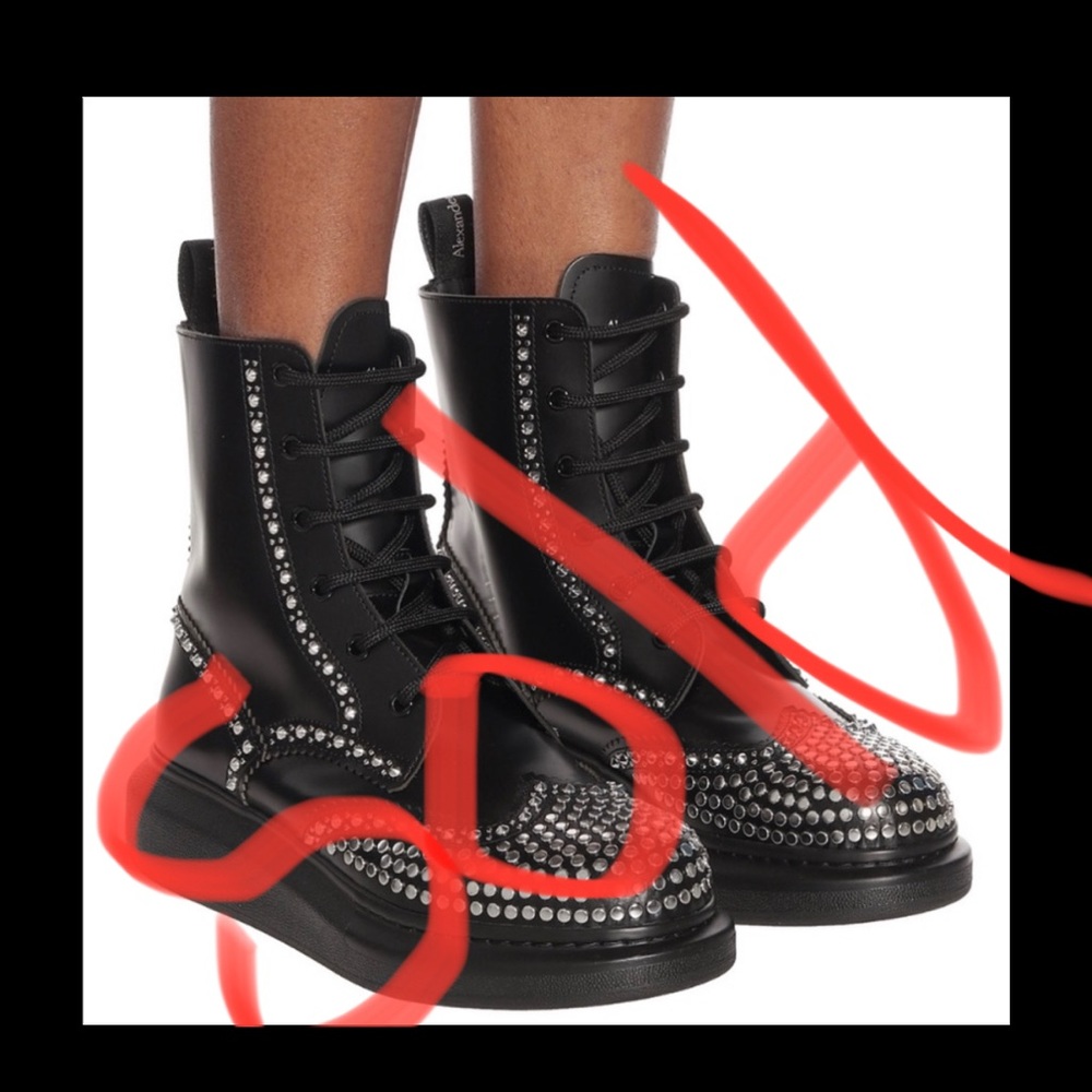❤️ ALEXANDER MCQUEEN Ankle Boots Logo Metallic - Picture 1 of 11